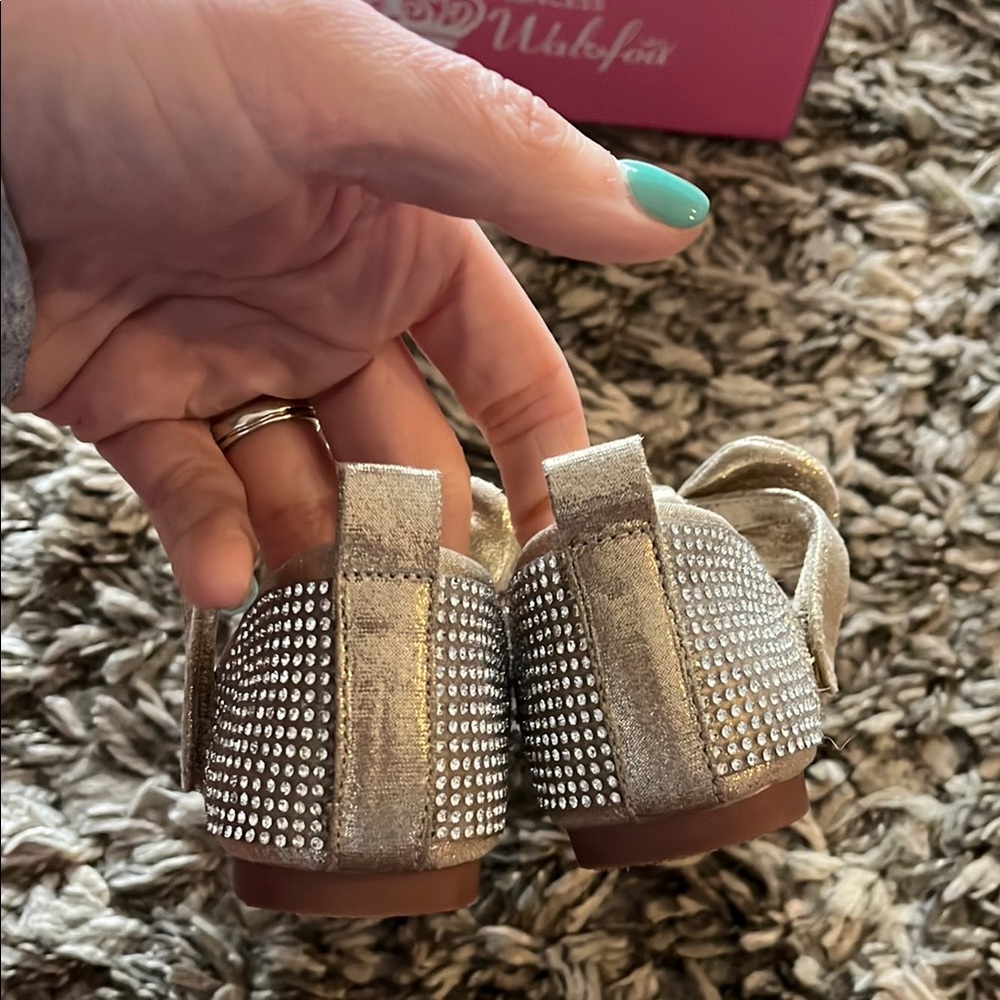 Elegant Rhinestone Gold Mary Jane Shoes - Picture 6 of 10